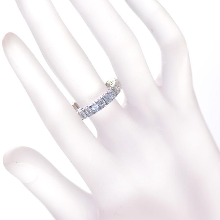 指輪 メンズリング プラチナ エメラルドカットダイヤモンド フル