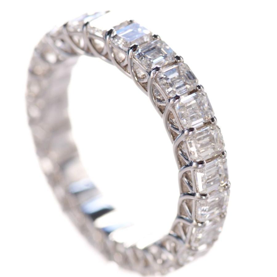 指輪 メンズリング プラチナ エメラルドカットダイヤモンド フル