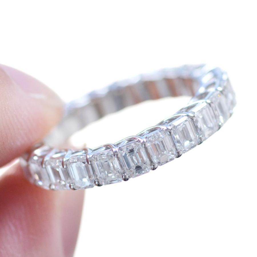 指輪 メンズリング プラチナ エメラルドカットダイヤモンド フル