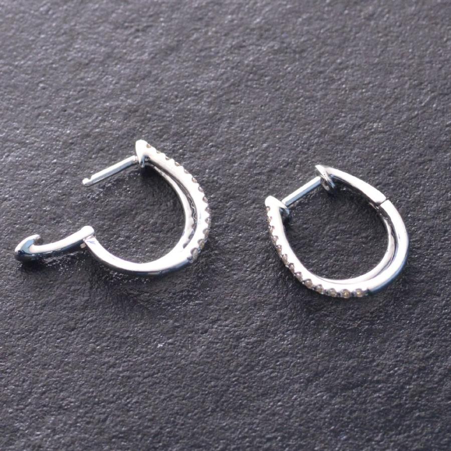 ダイヤモンドフープピアス 18金 ホワイトゴールド 2連 エタニティ 爆買の画像
