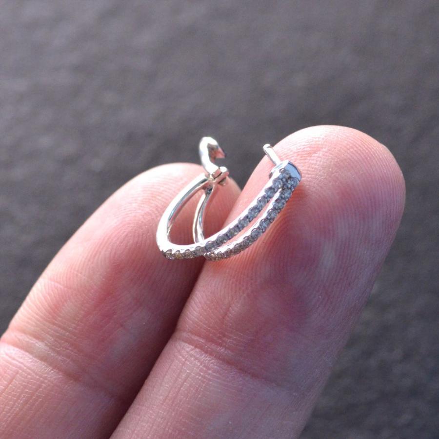 ダイヤモンドフープピアス 18金 ホワイトゴールド 2連 エタニティ 爆買の画像