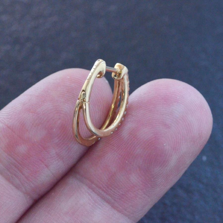 ダイヤモンドフープピアス 18金 イエローゴールド 2連 エタニティ 爆買の画像