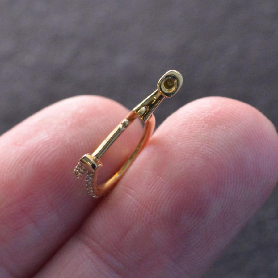 ダイヤモンドフープピアス 18金 イエローゴールド 2連 エタニティ 爆買の画像