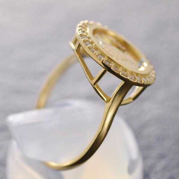 指輪 コインリング 18金 K18 ゴールド ダイヤモンド 10mm エリザベス 