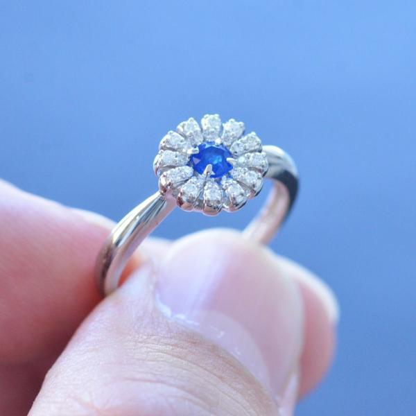 アウイナイト リング プラチナ 指輪 ダイヤモンド フラワー