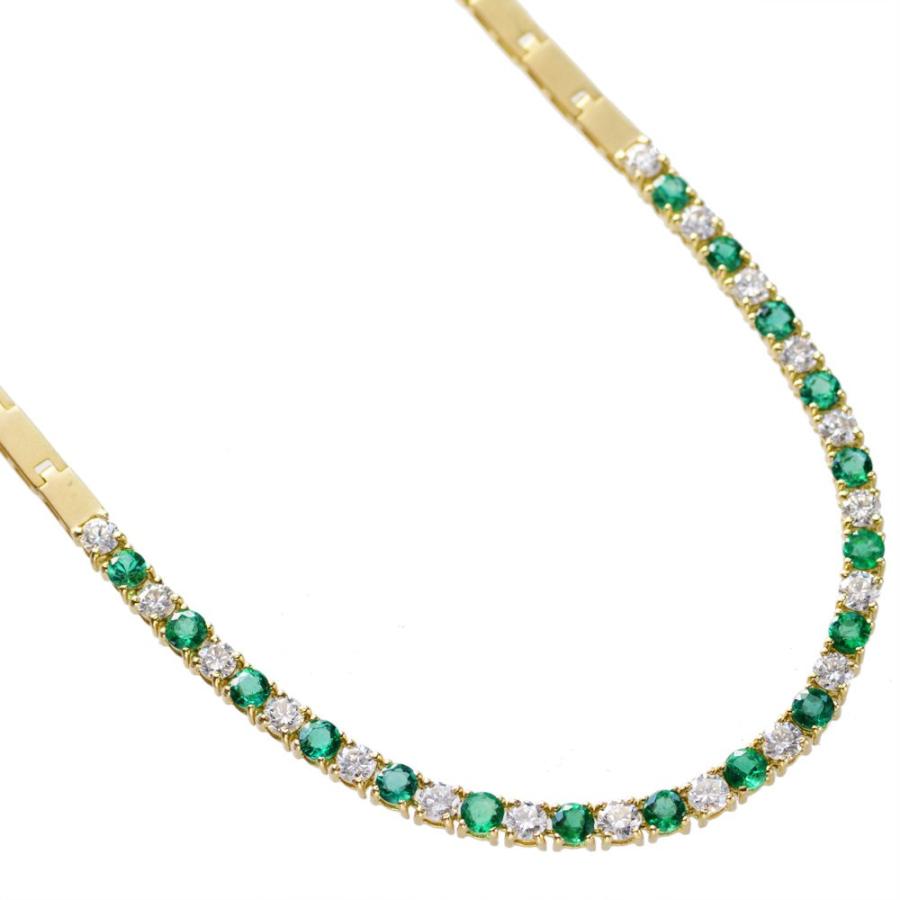 ネックレス レディース 18金 K18 エメラルド ダイヤモンド テニス