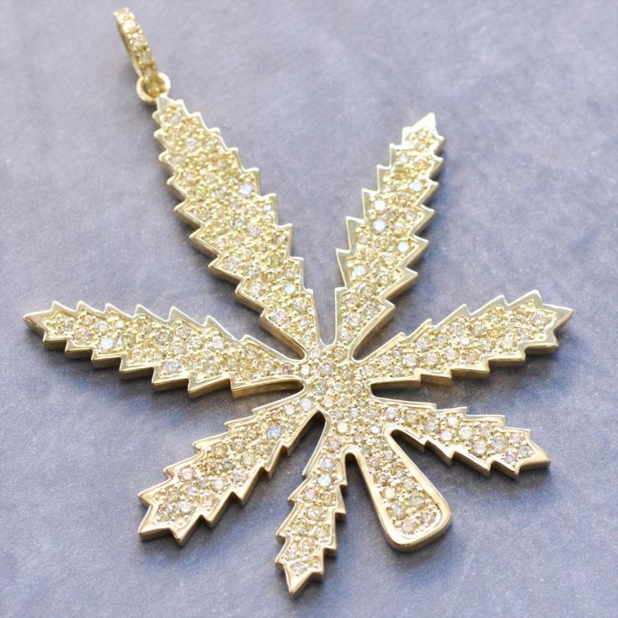 18金 ペンダントトップ メンズ K18 ゴールド ダイヤモンド ガンジャ