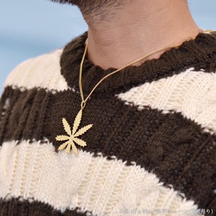 10K ゴールド 天然ダイヤモンド マリファナ 大麻 モチーフ ペンダント 10K ゴールド 天然ダイヤモンド マリファナ 大麻 モチーフ