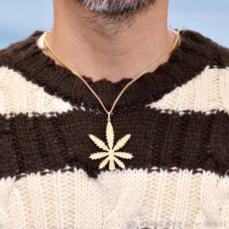 18金 ペンダントトップ メンズ K18 ゴールド ダイヤモンド ガンジャ