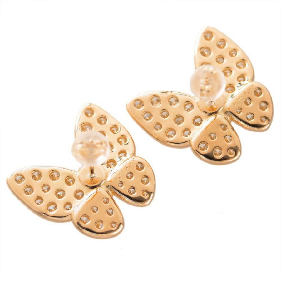 ピアス レディース 18金 K18PG ピンクゴールド ダイヤモンド 蝶