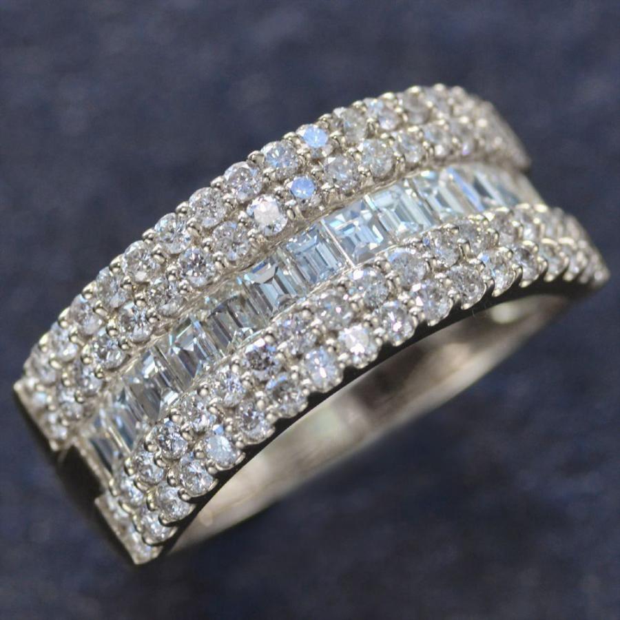 メンズ リング 指輪 プラチナ バゲットカット ダイヤモンド Pt900 ユニ