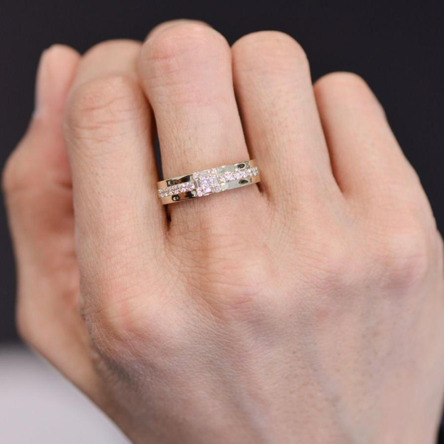 指輪 メンズリング プラチナ バゲットカット プリンセスカット