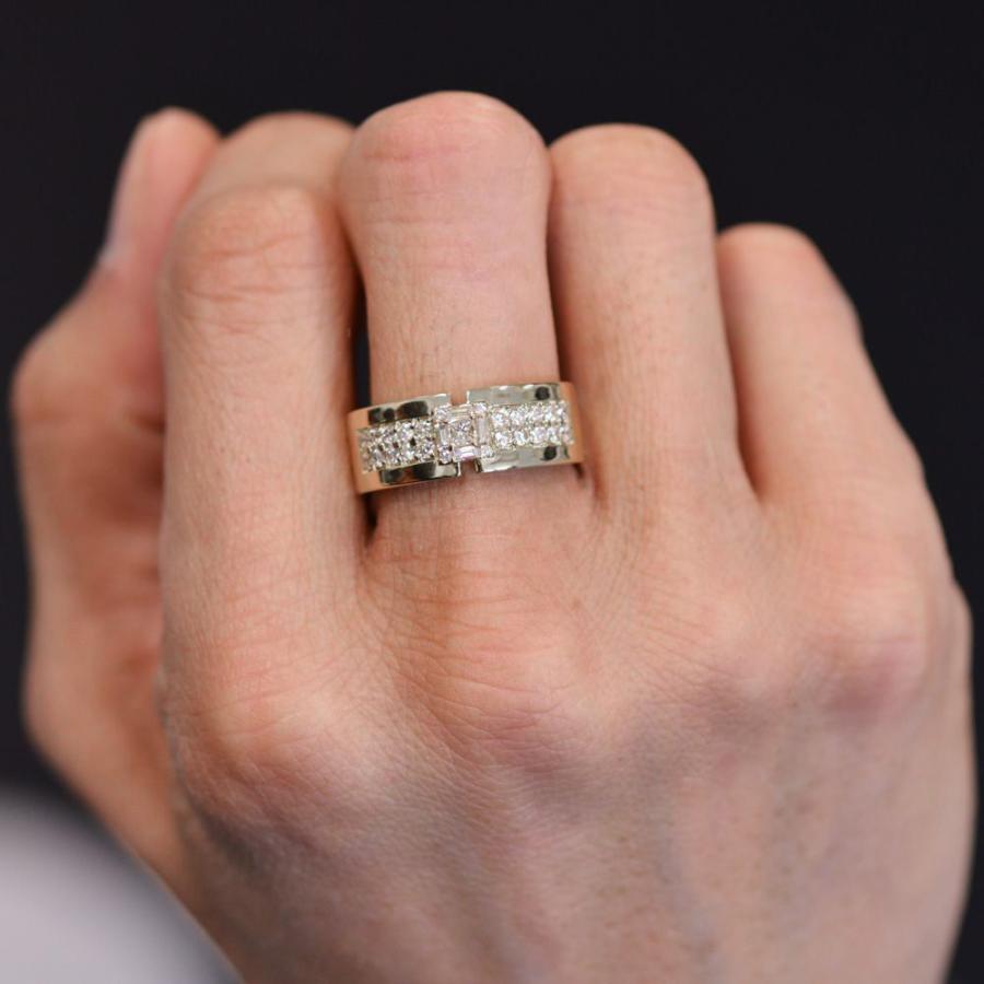 指輪 メンズリング プラチナ バゲットカット プリンセスカット