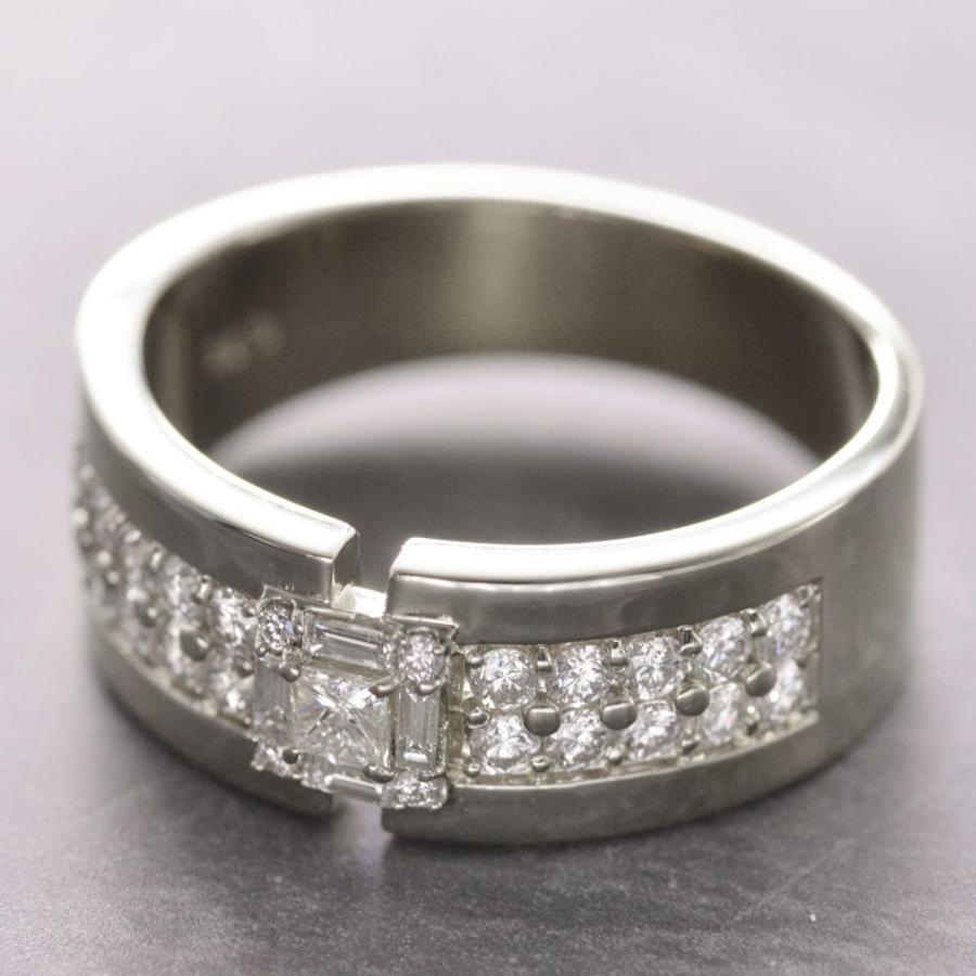 指輪 メンズリング プラチナ バゲットカット プリンセスカット