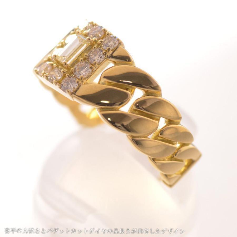 メンズリング 18金 指輪 K18 18k バゲットカット ダイヤモンド 喜平