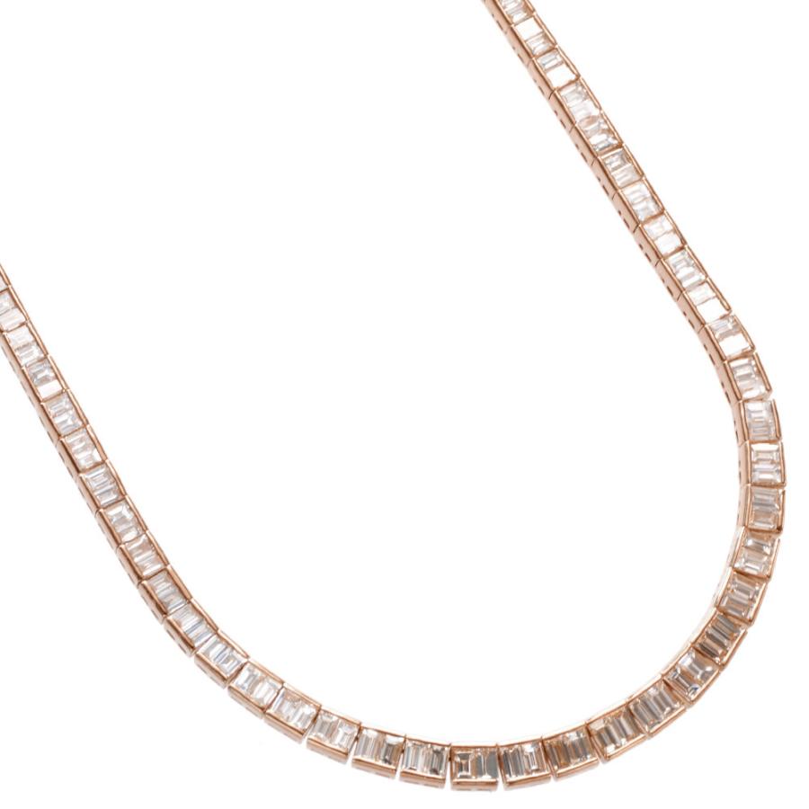 ネックレス メンズ K18PG 18金 バゲットカット ダイヤモンド 10