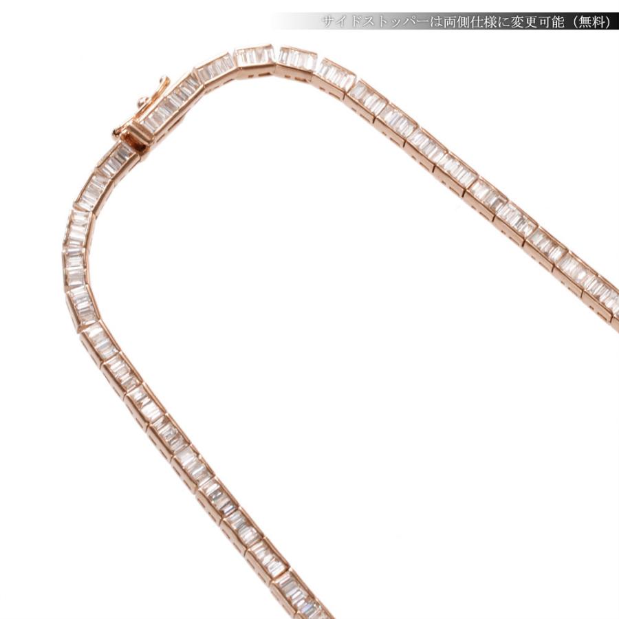 Glitter テニスネックレス バゲットカット ネックレス メンズ K18PG 18金 バゲットカット ダイヤモンド 10