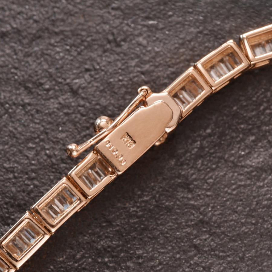 ネックレス メンズ K18PG 18金 バゲットカット ダイヤモンド 10