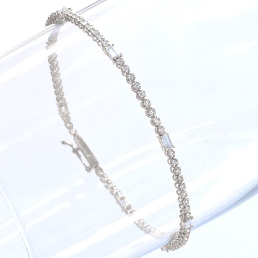 ブレスレット メンズ K18WG 18金 ダイヤモンド 1カラット バゲット 