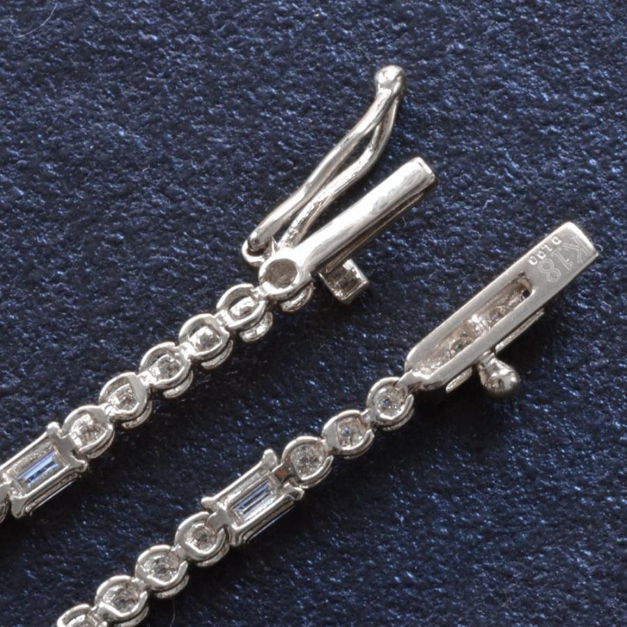 ブレスレット メンズ K18WG 18金 ダイヤモンド 1カラット バゲット