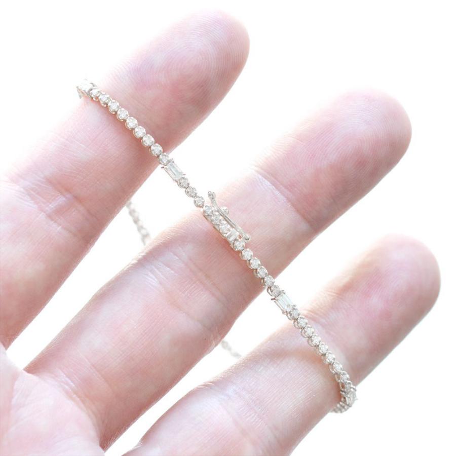 ラウンドブリリアントカットK18WGダイヤモンドブレスレット ブレスレット メンズ K18WG 18金 ダイヤモンド 1カラット バゲット