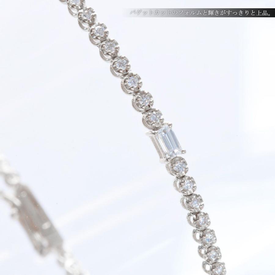 ブレスレット メンズ K18WG 18金 ダイヤモンド 1カラット バゲット