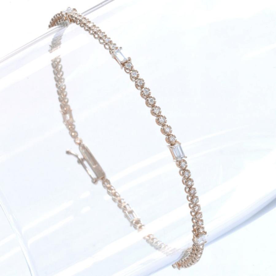 ブレスレット メンズ K18PG 18金 ダイヤモンド 1カラット バゲット 