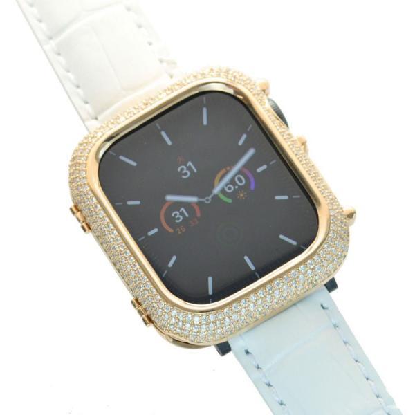 FOND JEWELRY 18金無垢 天然ダイヤモンド レディース腕時計 k18 アップルウォッチ カバー 18金 ダイヤモンド K18 ピンクゴールド 44mm