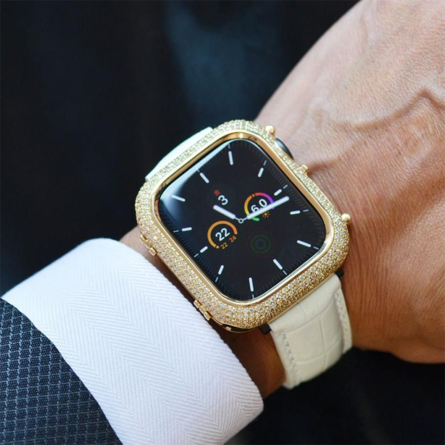 アップルウォッチ カバー 18金 ダイヤモンド K18 ピンクゴールド 44mm
