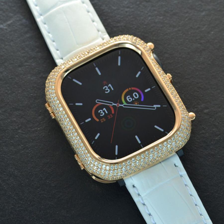 アップルウォッチ カバー 18金 ダイヤモンド K18 ピンクゴールド 44mm