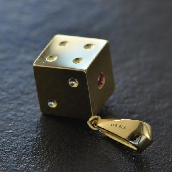 新春クーポン】18金 ペンダントトップ メンズ K18 喜平用 サイコロ