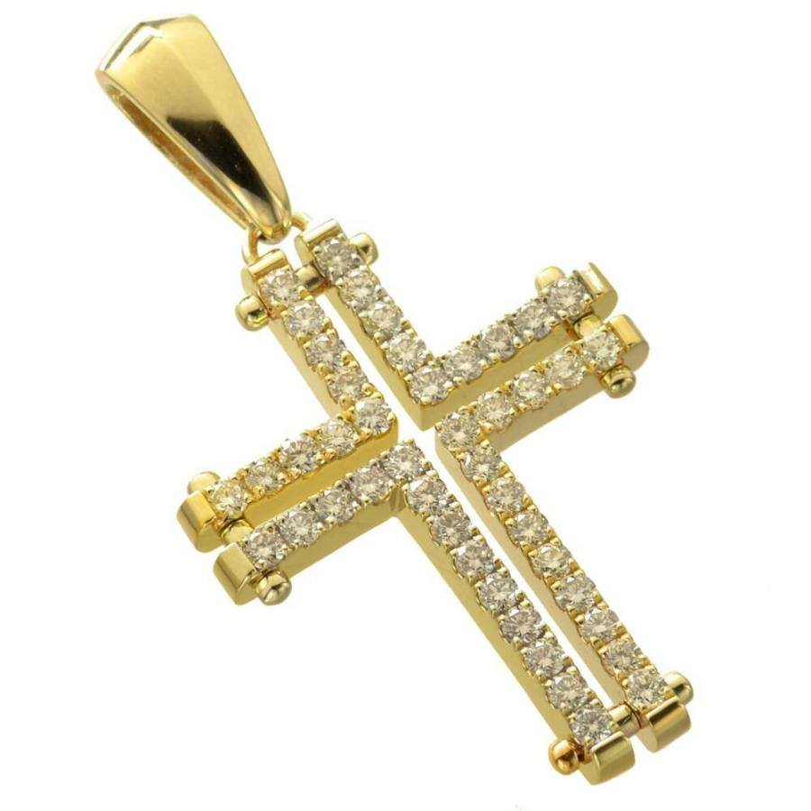 K18 ミニクロストップ ダイヤ付き 本日限定価格 18金 ダイヤモンド クロス ペンダント LLサイズ / K18 Diamond cross
