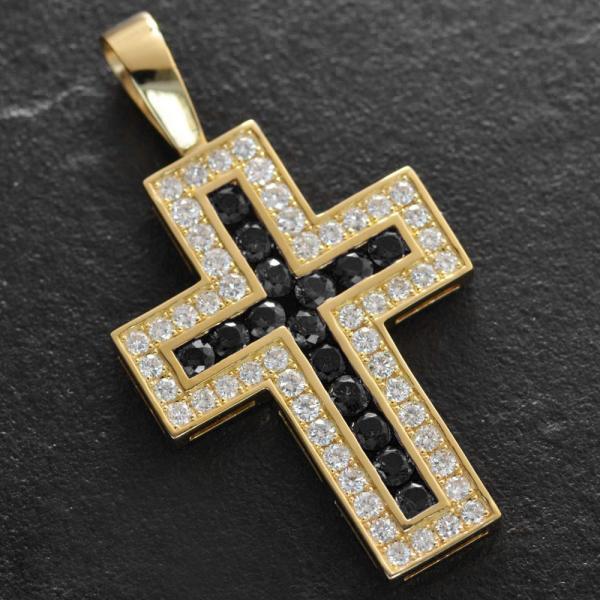 18金 ペンダントトップ メンズ K18 喜平用 クロス 十字架 ブラック