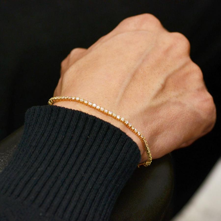 ブレスレット メンズ K18 18金 18k ダイヤモンド ストレッチ バングル