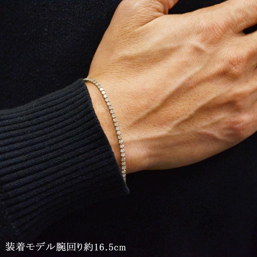 ブレスレット メンズ プラチナ ダイヤモンド ストレッチ バングル 