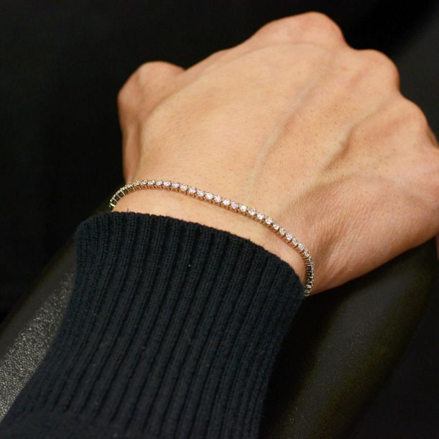 ブレスレット メンズ プラチナ ダイヤモンド ストレッチ バングル