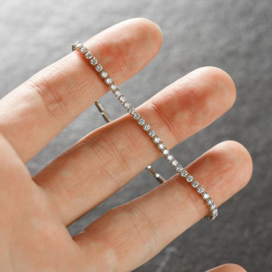 ブレスレット メンズ プラチナ ダイヤモンド ストレッチ バングル 
