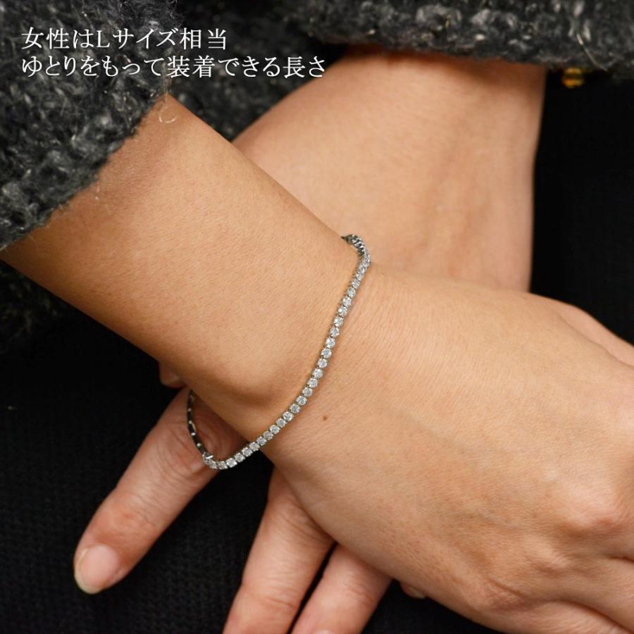 ブレスレット メンズ プラチナ ダイヤモンド ストレッチ バングル