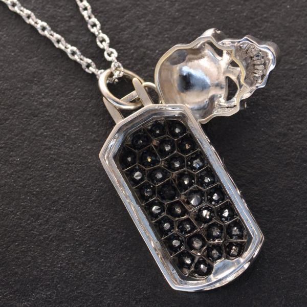 新春クーポン】ネックレス メンズ 18金 K18WG ブラックダイヤモンド