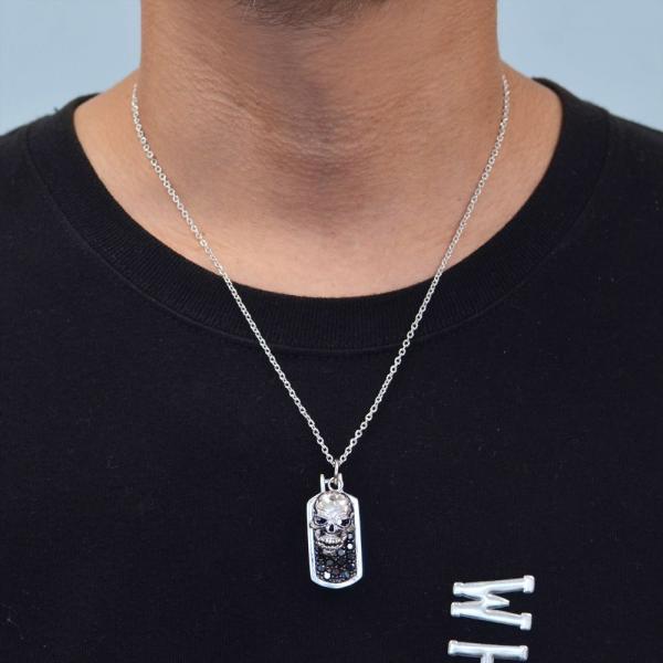 スカル　天然ブラックダイアモンドタイタックK18WG スカル 天然ブラックダイアモンドタイタックK18WG スカル 天然ブラック