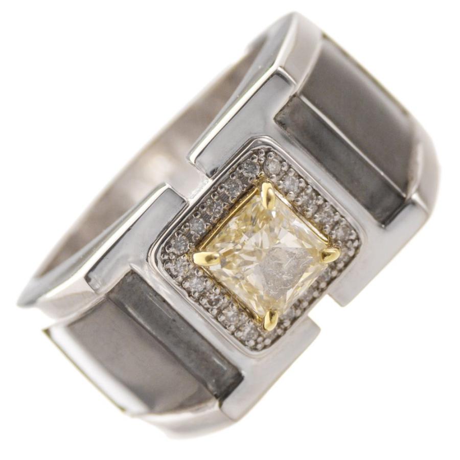 指輪 メンズリング プラチナ 18金 K18 18k 印台 リング イエロー 