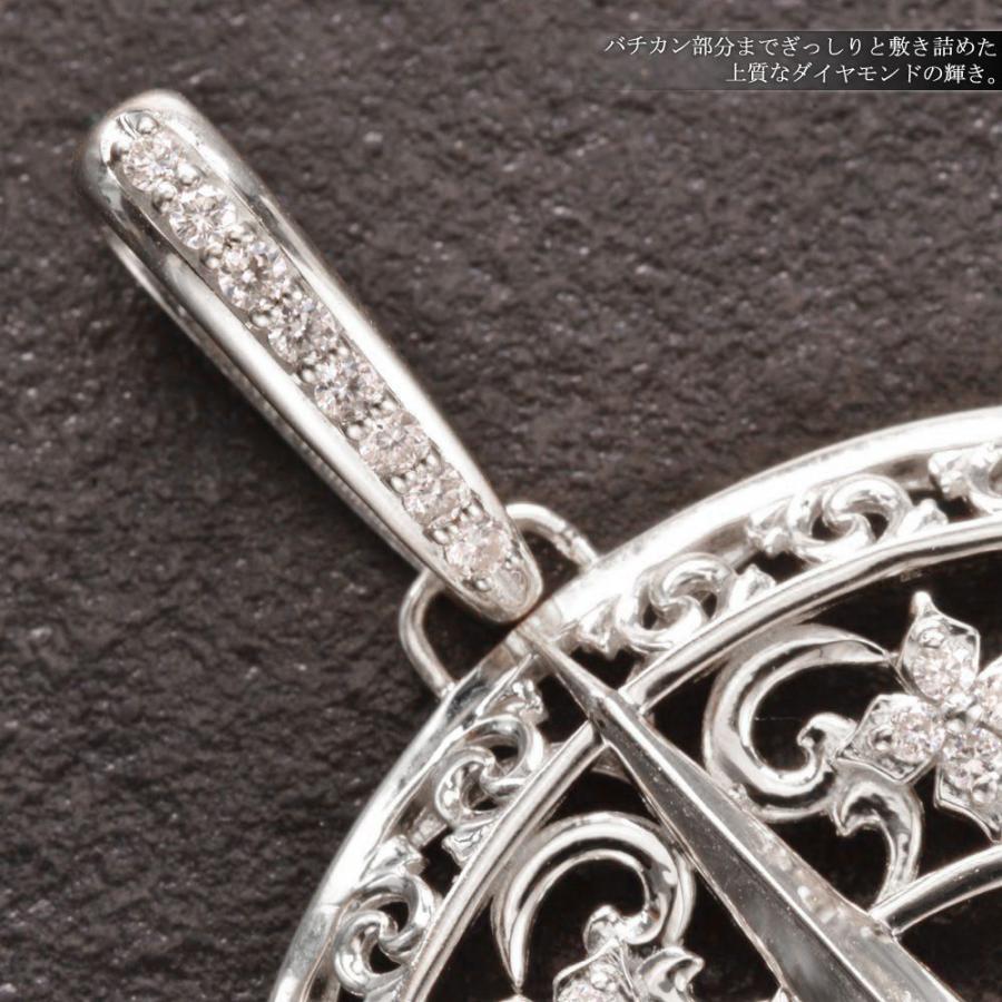 ペンダントトップ メンズ プラチナ ダイヤモンド 方位磁針 コンパス