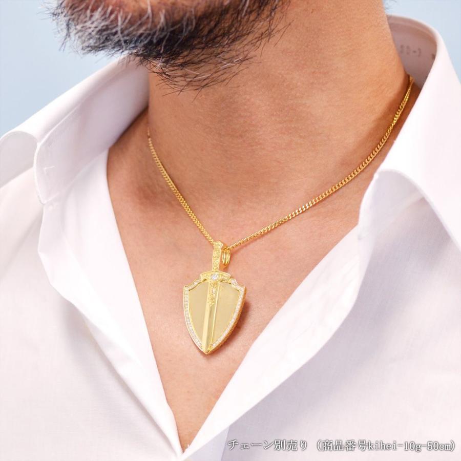 18金 ペンダントトップ メンズ K18 ゴールド ダイヤモンド シールド  