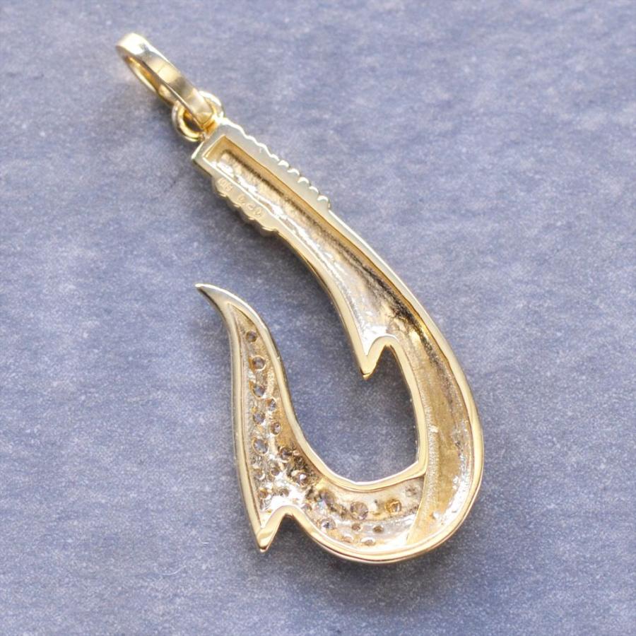 ペンダントトップ K18 フィッシュフック ダイヤモンド メンズ 18