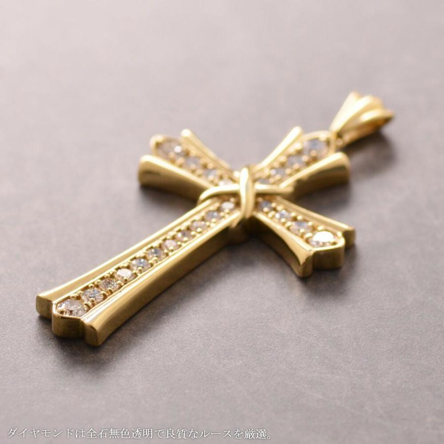 ペンダントトップ K18 クロス ダイヤモンド メンズ 18金 ゴールド