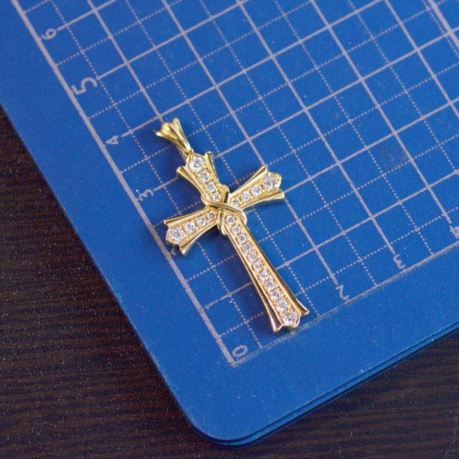 ペンダントトップ K18 クロス ダイヤモンド メンズ 18金 ゴールド