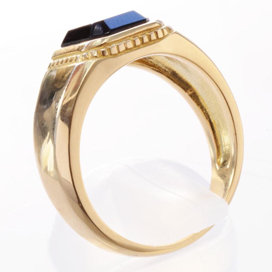 指輪 メンズリング 18金 K18 オニキス イエローゴールド 18K 印台