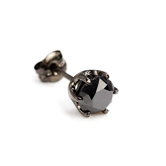 ブラックダイヤピアス(片耳用)K18 K18WG ブラックダイヤモンド0.50ct 片耳ピアス ブラックメッキ 爆買