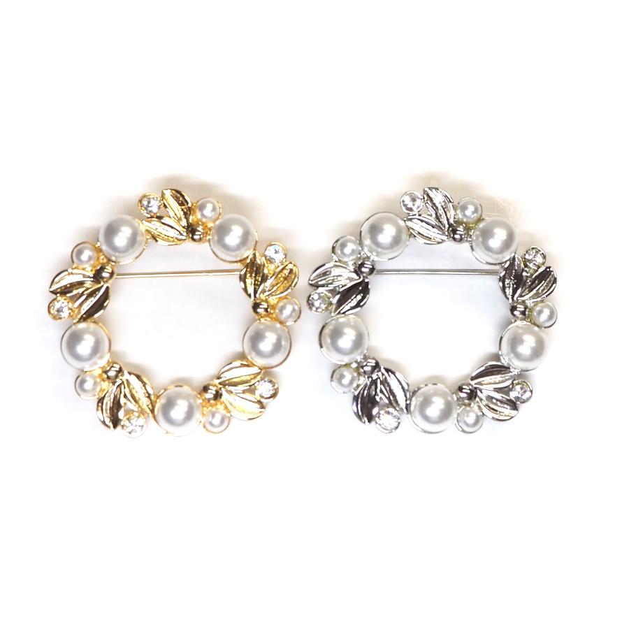 ブローチ パール レディース 月桂樹 フォーマル ジュエリー調