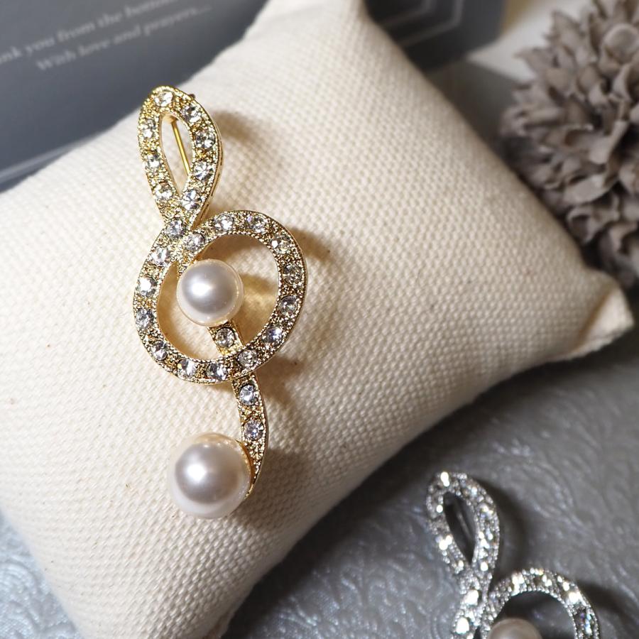 ブローチ 音符 ト音記号 パール ミュージック パヴェセッティング 発表